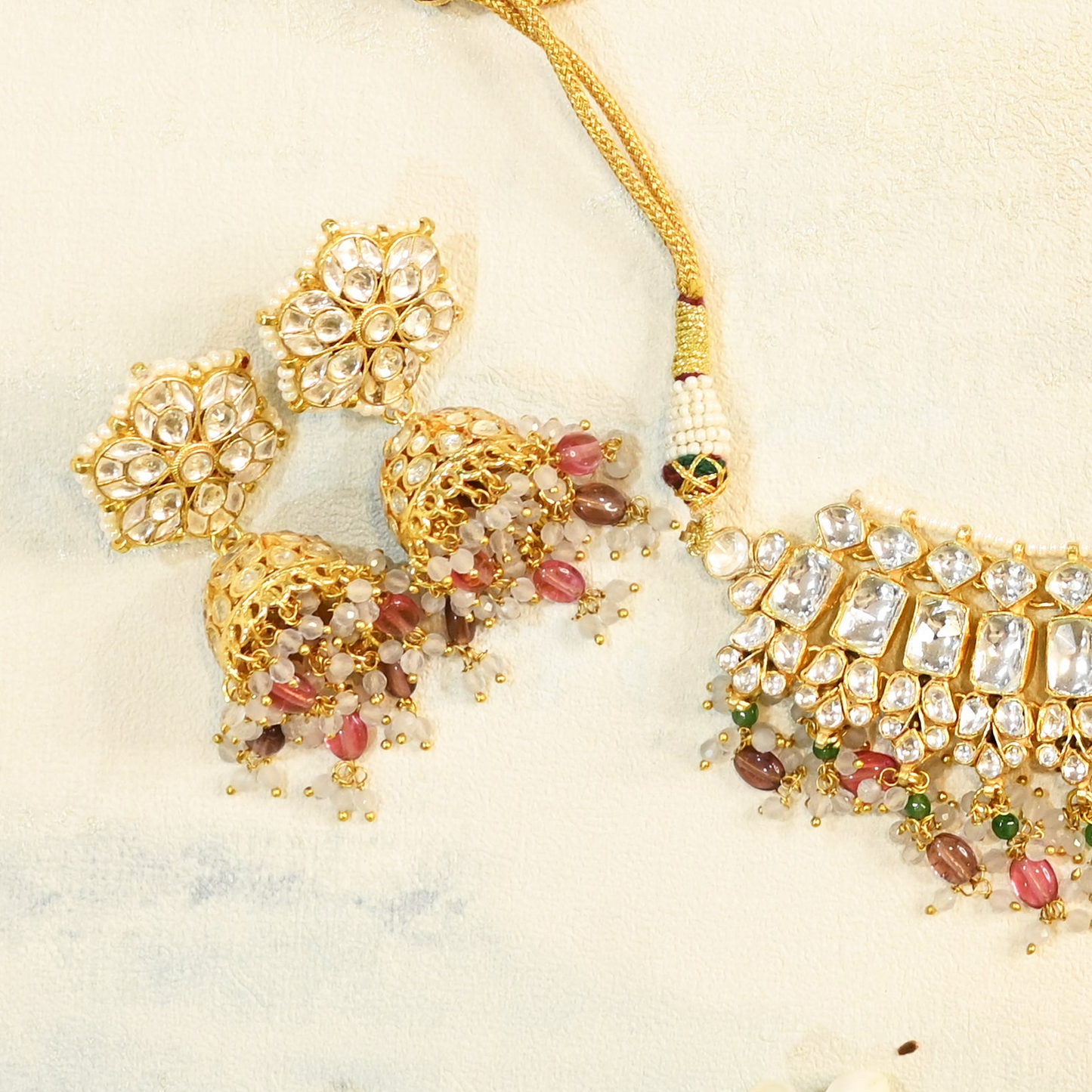 Girija Necklace and Choker with Earrings and Tika