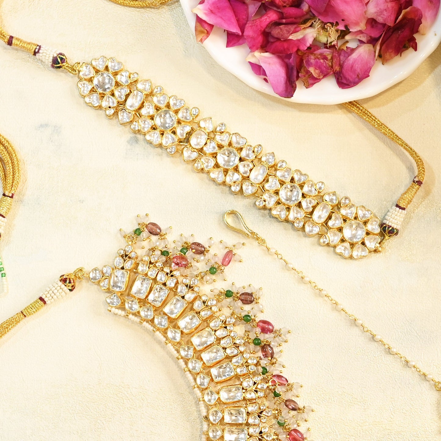 Girija Necklace and Choker with Earrings and Tika
