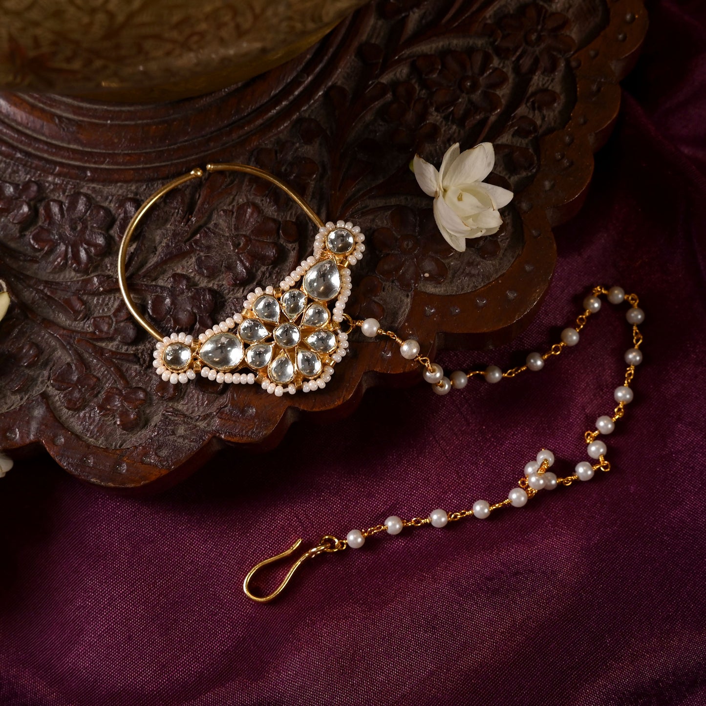 Qudsiya Kundan Nose Ring